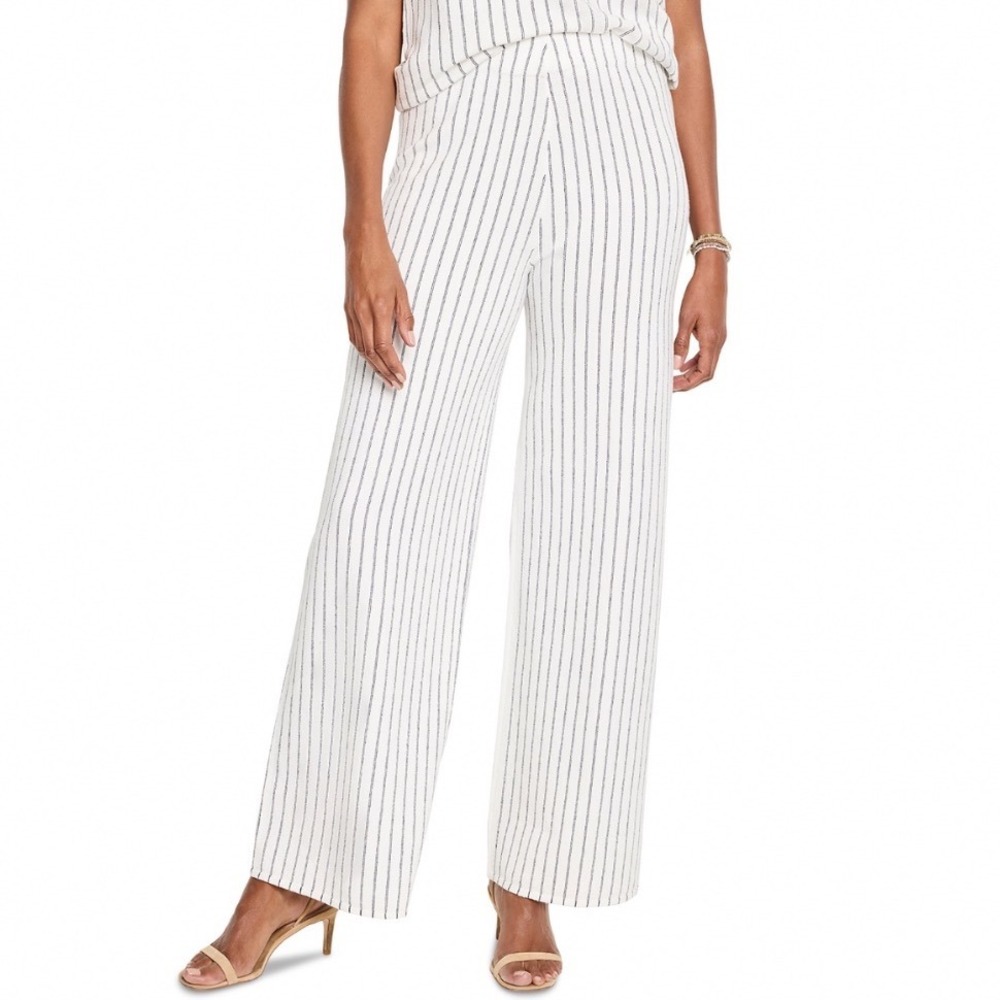 NIC+ZOE Destination Stripe Pants XL White Multi‎ Wide Leg Pull On M251320 NEW